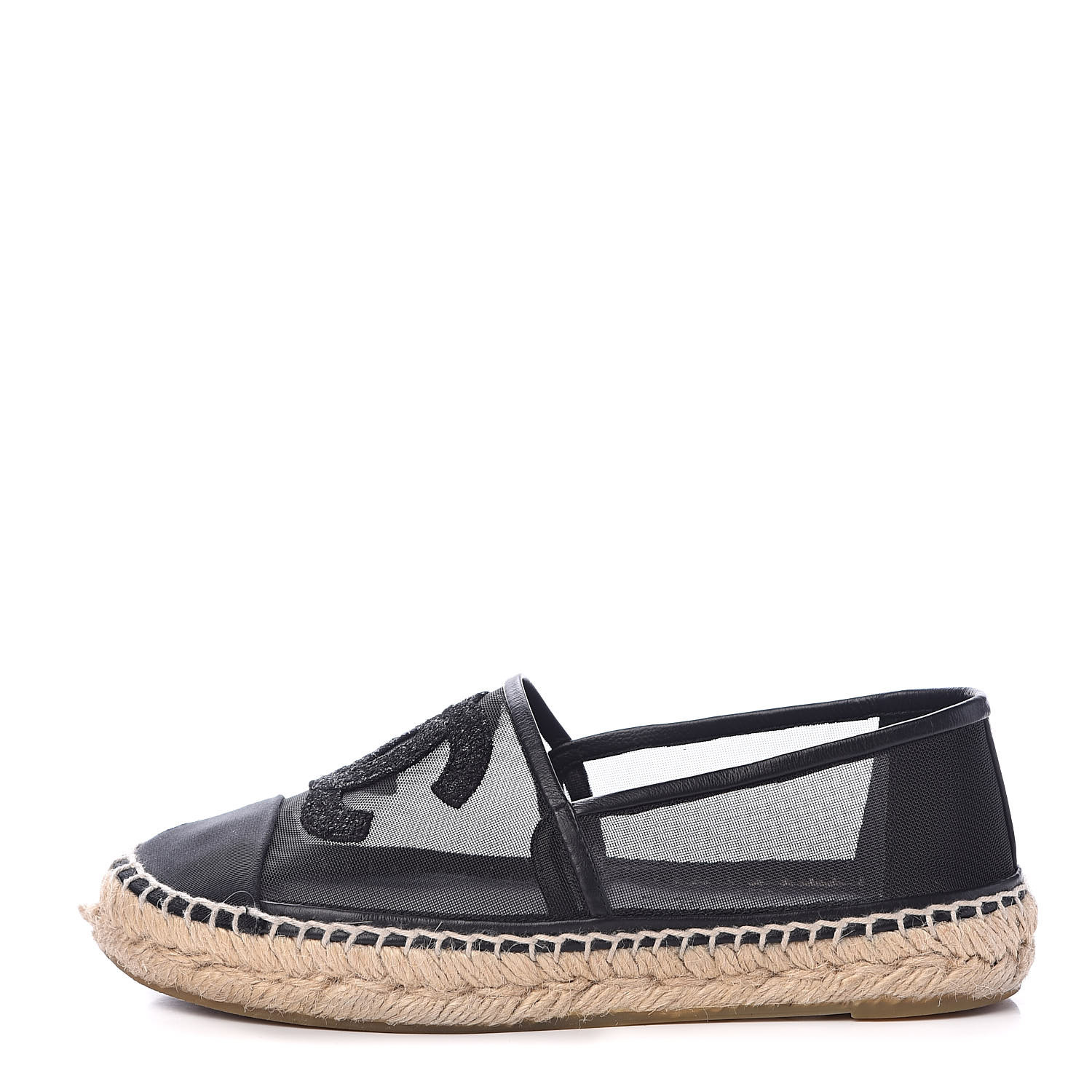 chanel black mesh espadrilles