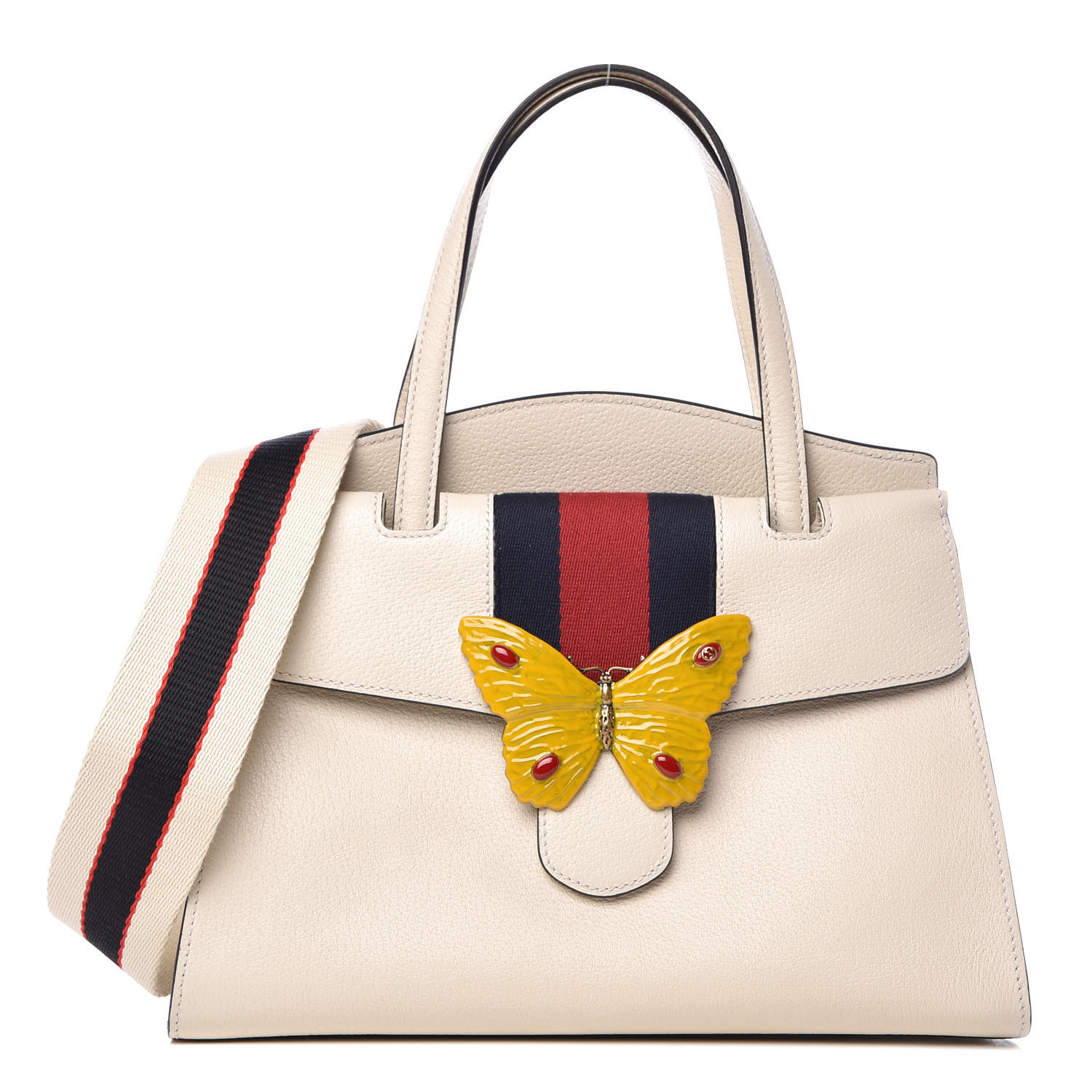 white gucci bag with butterfly