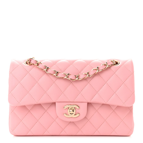 CHANEL Caviar Quilted Small Double Flap Pink