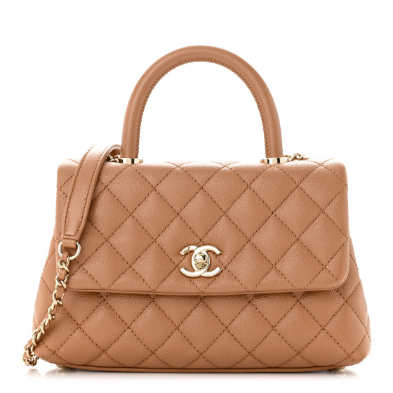 CHANEL Caviar Quilted Mini Coco Handle Flap Brown
