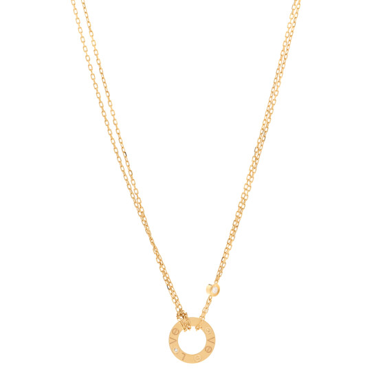 CARTIER 18K Yellow Gold 2 Diamond LOVE Necklace