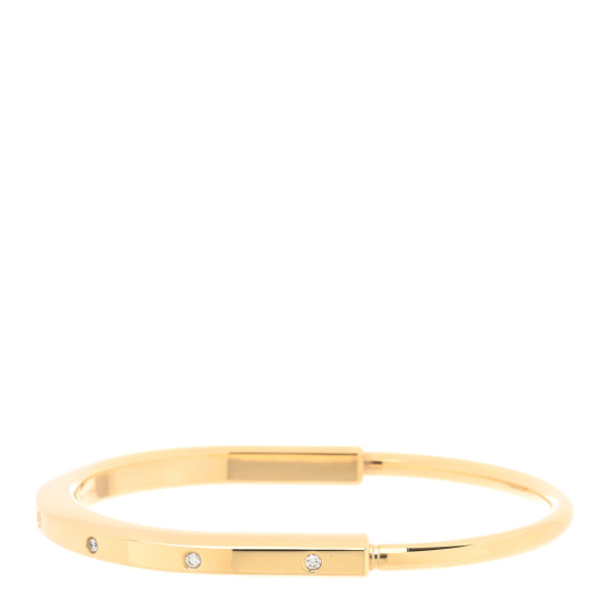 TIFFANY 18K Yellow Gold Diamond Tiffany Lock Bangle Bracelet