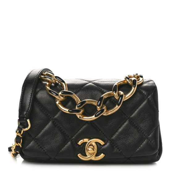 CHANEL Lambskin Quilted Small Color Match Flap Black