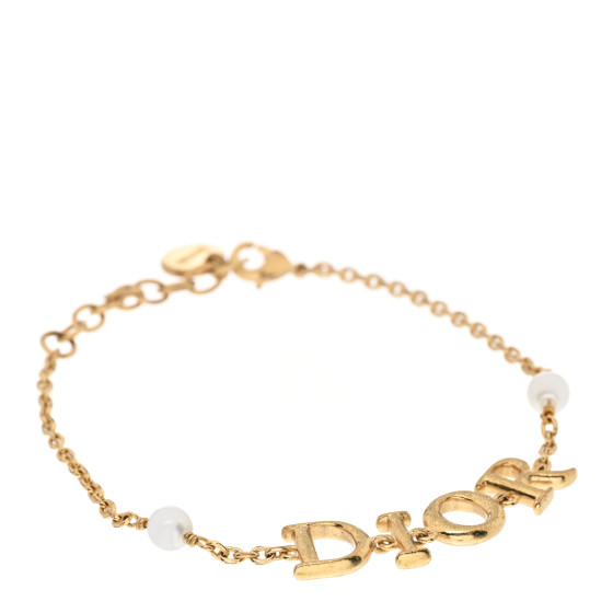 CHRISTIAN DIOR Metal Crystal Pearl Dio(r)evolution Bracelet Gold