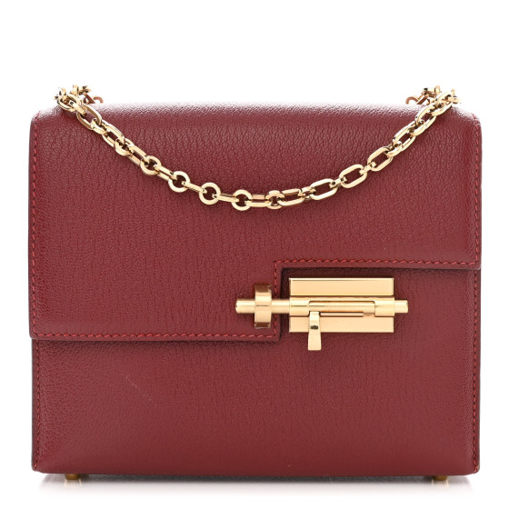 HERMES Chevre Mysore Mini Verrou Chaine Bag Rouge H