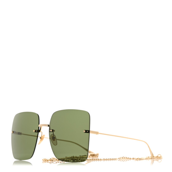 GUCCI Acetate Detachable Charm Square Frame Sunglasses GG1147S Green