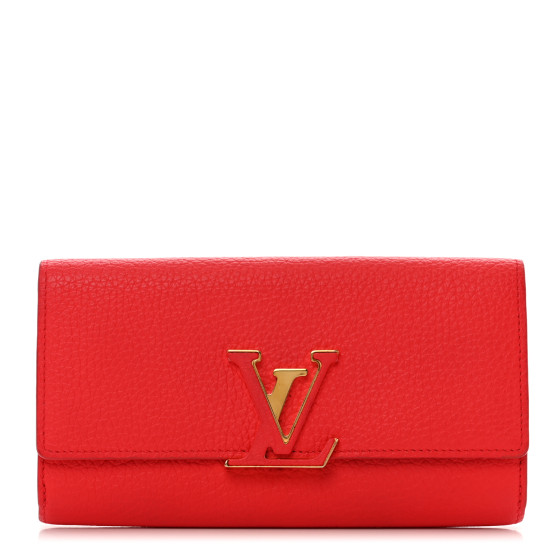 LOUIS VUITTON Taurillon Capucines Wallet Rubis