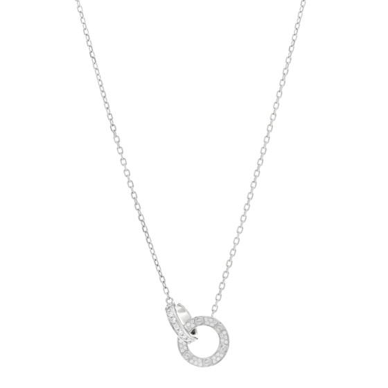 CARTIER 18K White Gold Diamond Interlocking LOVE Paved Necklace