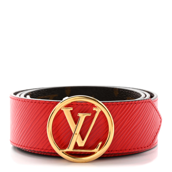 LOUIS VUITTON Monogram Epi 35mm LV Circle Reversible Belt 85 34 Coquelicot