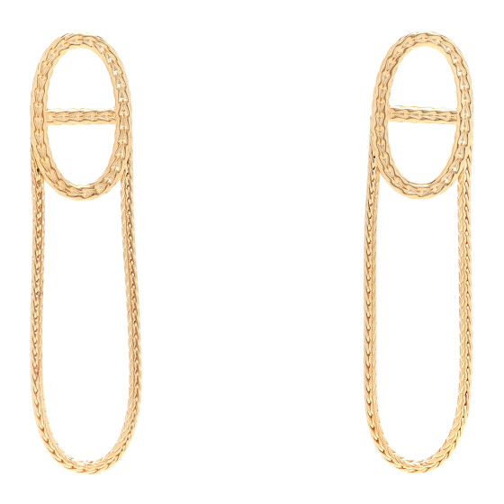 HERMES 18K Yellow Gold PM Chain d'Ancre Danae Earrings