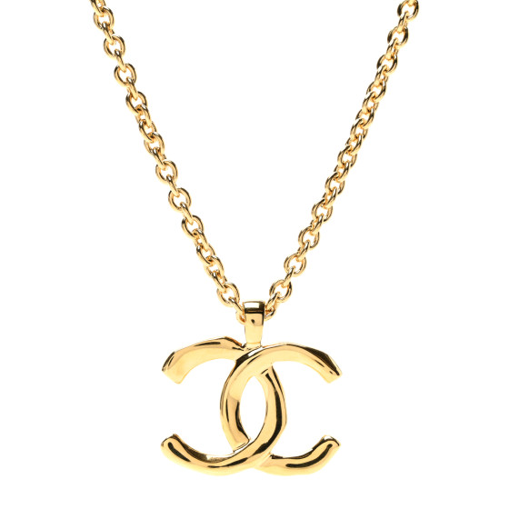 CHANEL Metal Large CC Pendant Chain Necklace Gold