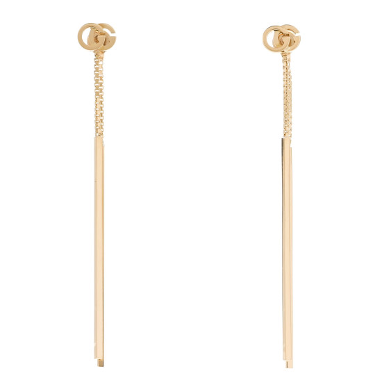 GUCCI 18K Yellow Gold Running G Drop Chain Earrings