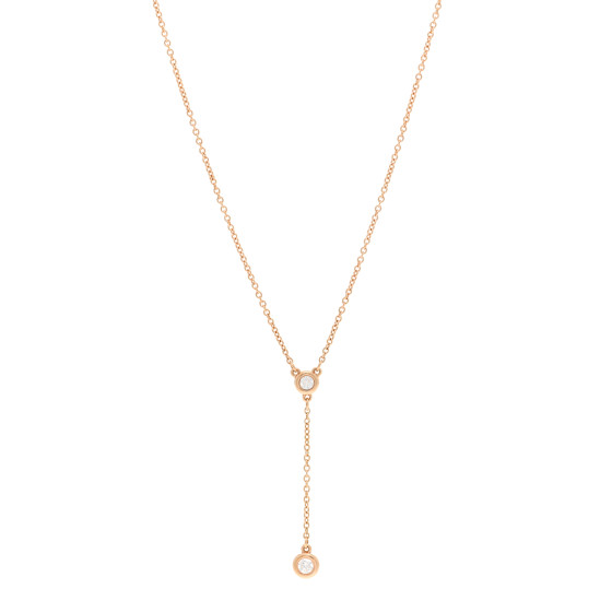 TIFFANY 18K Rose Gold Diamond Elsa Peretti Diamonds by the Yard Lariat Necklace