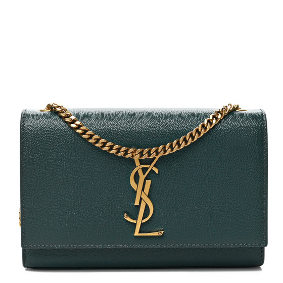 SAINT LAURENT Grain De Poudre Small Monogram Kate Satchel Sea Turquoise